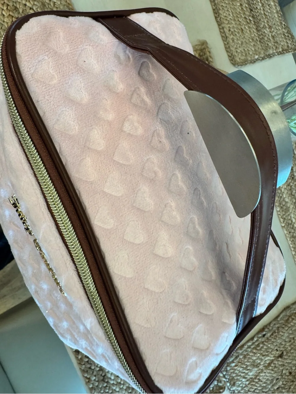 Authentic Juicy Couture Pink Velour Heart 2pc Train Case & Pouch Set NWOT